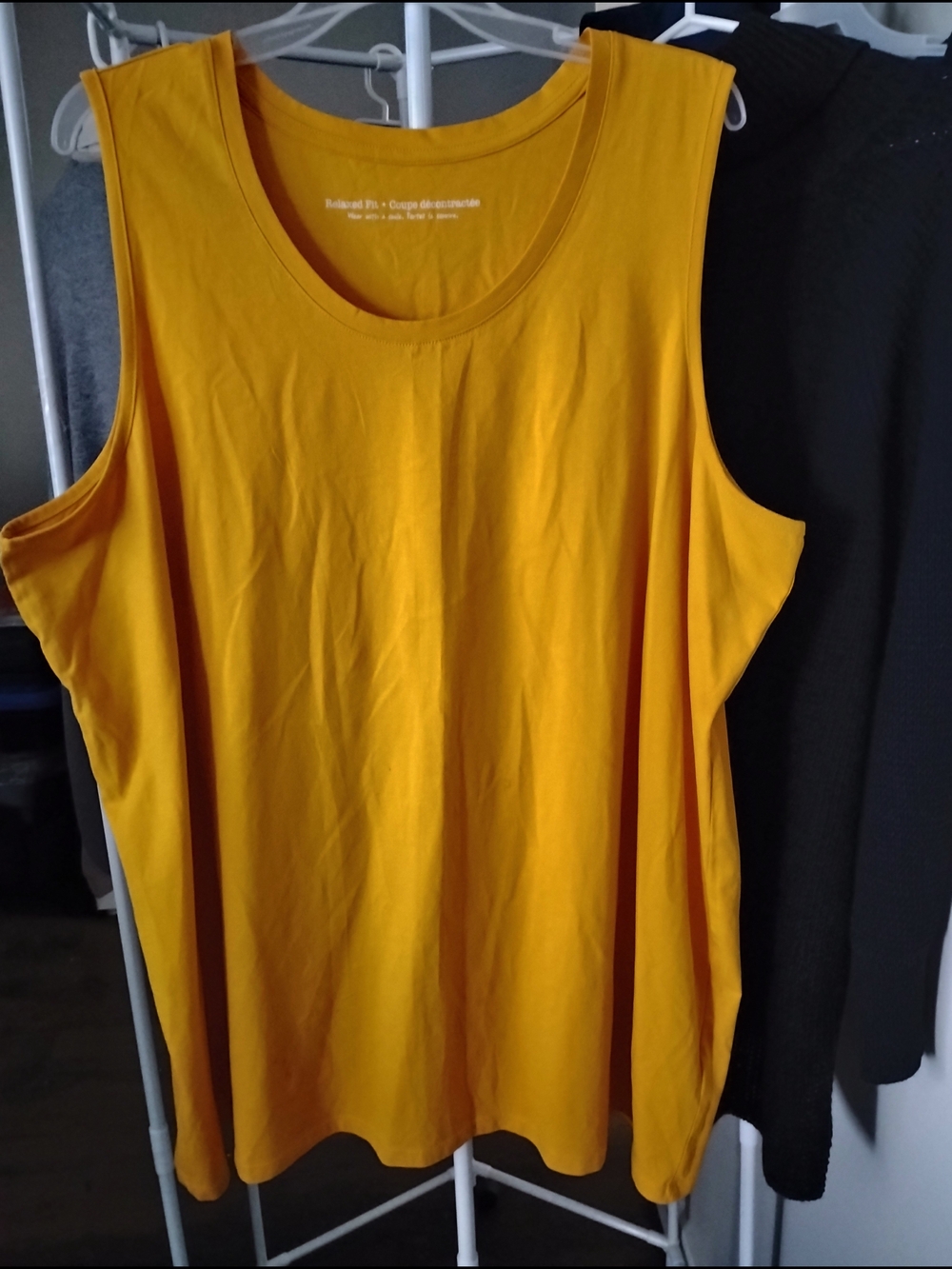 Penningtons Women's Scoop Neck Relaxed Fit Bright Yellow Sleeveless Tank Top